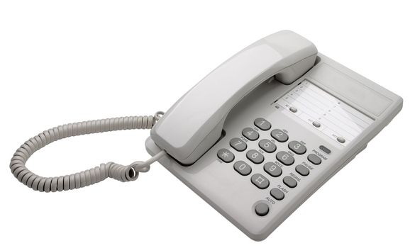 White office phone isolated on white background