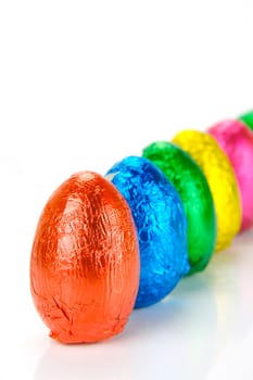 Chocolate easter eggs isolated against a white background