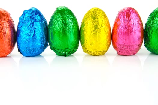 Chocolate easter eggs isolated against a white background