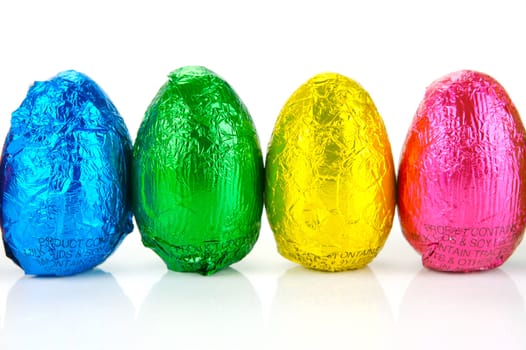 Chocolate easter eggs isolated against a white background
