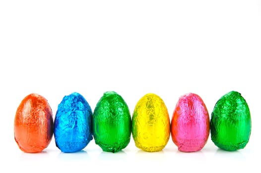 Chocolate easter eggs isolated against a white background