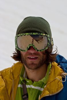 Portrait of freerider in Caucasus Mountains. Summer, 2010