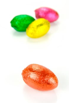 Chocolate easter eggs isolated against a white background