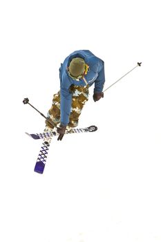 Freerider jumping in a mountains, Caucasus, Elbrus, summer