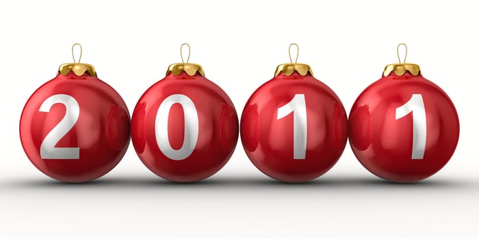 Christmas decoration on white background. 2011 year. Isolated 3D image