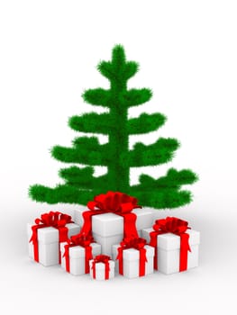 Christmas tree on white. Isolated 3d image