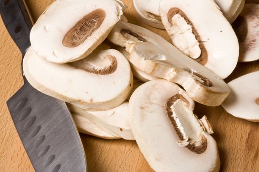 fresh mushrooms on a cutting board healthy