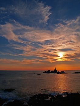The Corbiere Lighthouse at Corbiere Point on Jersey
