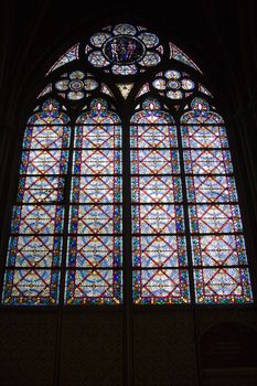 Stained glass window in Notre Dame de Paris, �le de la Cit�, Paris, France