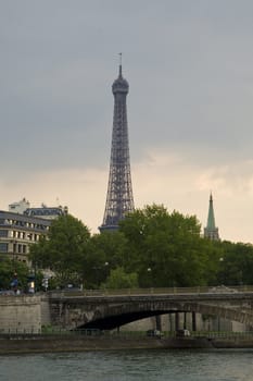 Paris and the river Seine at sunset