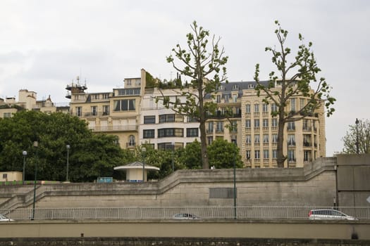 Paris and the river Seine at sunset