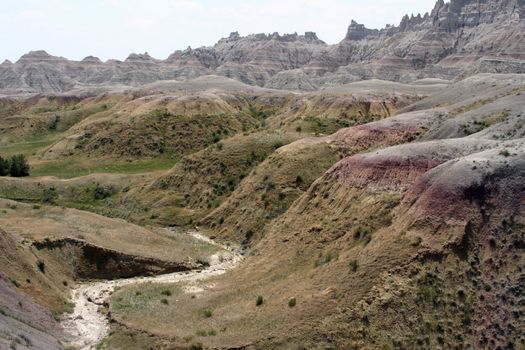 Colorful shot of some of the moutains at the South Dakota Badlands