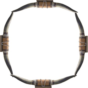 frame of bull cow horns on a white background frame your cowboy