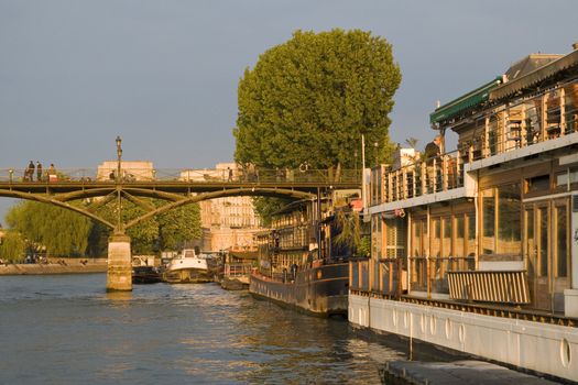 Paris and the river Seine at sunset