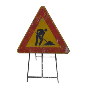 Road work sign isolated