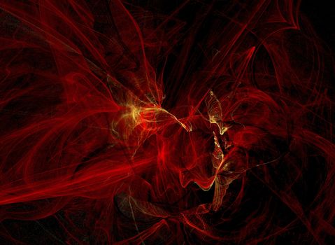 Red hell flames in a dark background