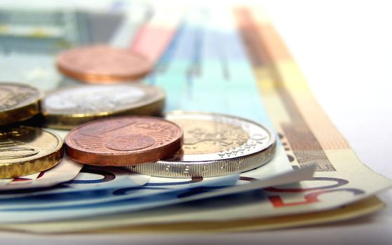 Euro banknotes and coins