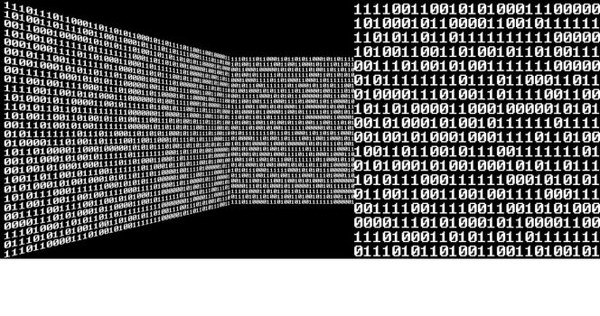 Digital room with binary numbers 0 and 1
