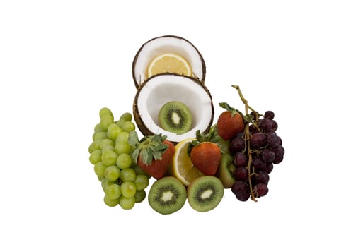A bunch of fresh fruit isolated on a white background good heathy eating image