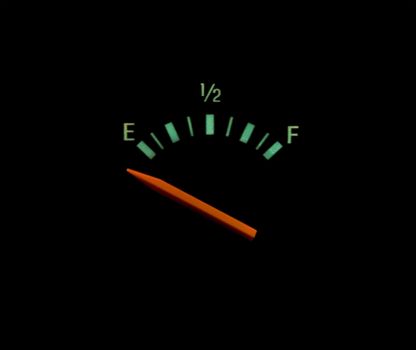 gas gauge on empty bright colors on black background