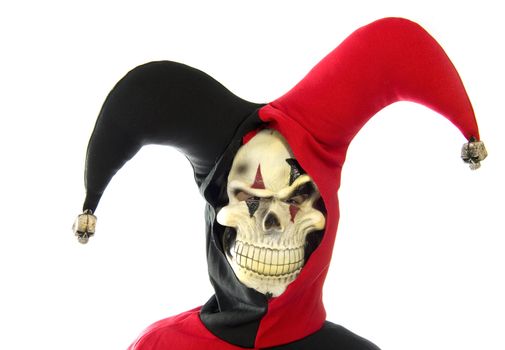 evil jester on a white background