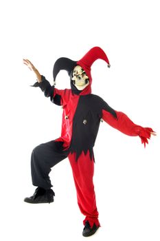 evil jester on a white background