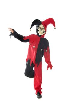 evil jester on a white background