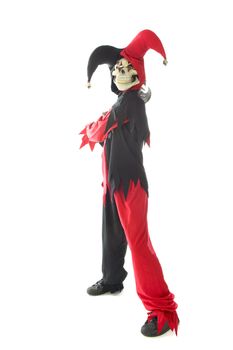 evil jester on a white background