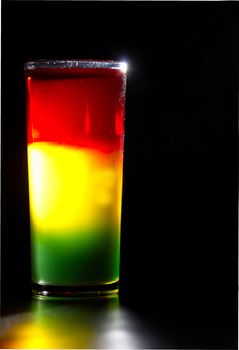 Original designer cocktail: traffic light in three layers