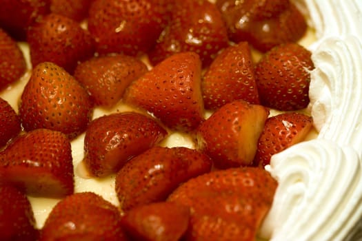 summer sweet strawberry cheese cake close up red ripe and looks ready to eat