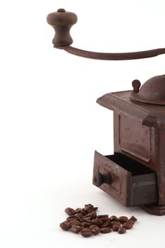 Detail take of an old coffee grinder