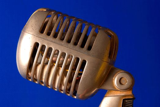 Close up take of a vintage microphone