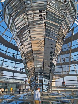 The glass dome of the German Parliament, the Reichstag, in Berlin, Germany
