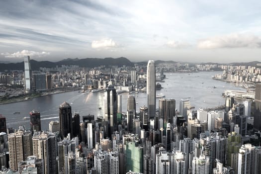Hong Kong city in low saturation