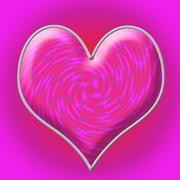 pink heart with abstract hearts in the center of the middle heart twisting into the center