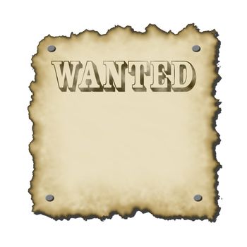 old western looking wanted poster text worn looking burnt edges small drop shadow rescales nicely