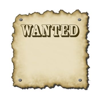 old western looking wanted poster with nails bold text burnt edges small drop shadow rescales nicely