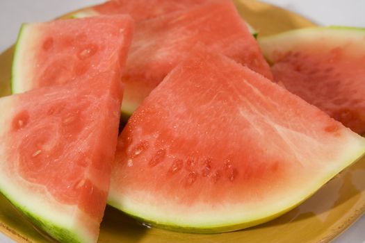 plate full of Watermellon slices summer food