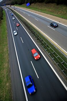 Colorful cars driving on the German autobahn
