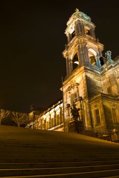 high staircase leading to Bruehl's Terrace and the Staendehaus in Dresden