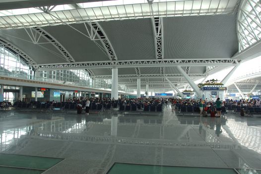 GUANGZHOU, CHINA - SEPTEMBER 29: Guangzhou South Railway Station for high-speed trains on September 29, 2010. Station operates 32 trains daily, has 28 platforms, serves 200000 passengers per day.
