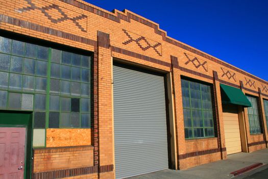 Close up of an old warehouse.
