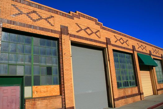 Close up of an old warehouse.
