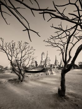 Ruined wat in old Siam Kindom capital - Ayutthaya. Thailand