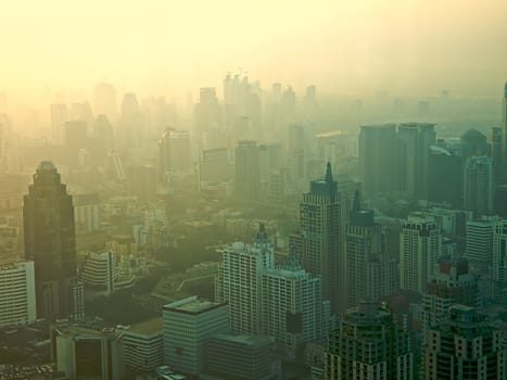 Aerial view to Bangkok downtown. Thailand