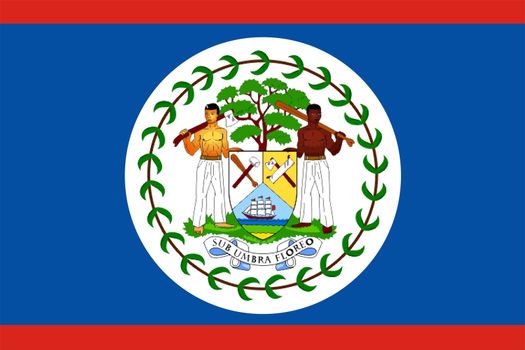 Flag of Belize. Illustration over white background