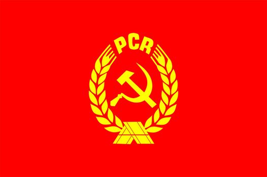 2D illustration of the flag of Pcr Romanian communist party