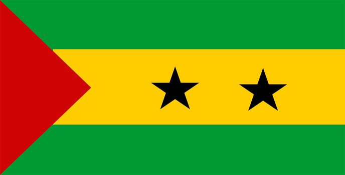 2D illustration of the flag of Sao Tome And Principe vector