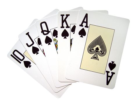 ace royal flush - spades over a white background