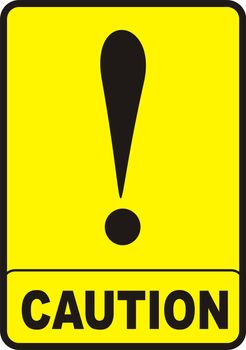 Caution sign with black color and yellow background